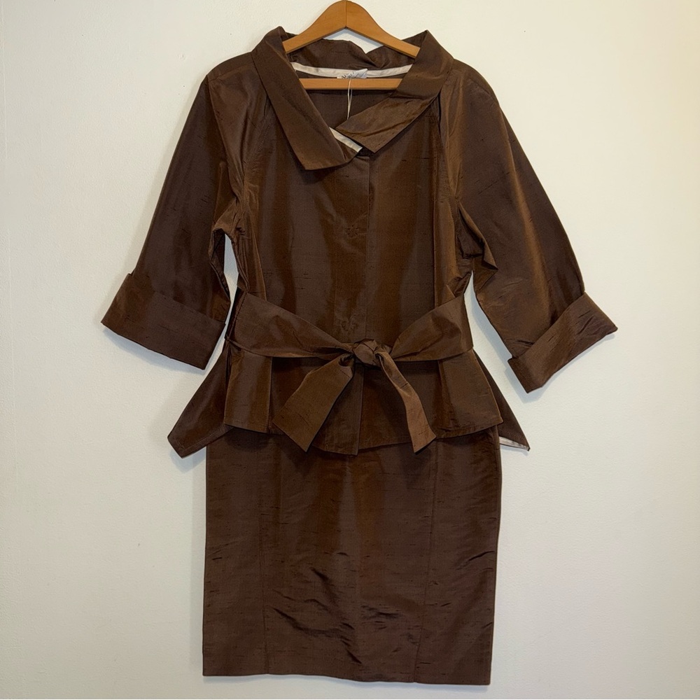Armani Collezioni Silk Taffeta Blouse/Jacket & Skirt Pants Sz 6 Italy 2PC Set